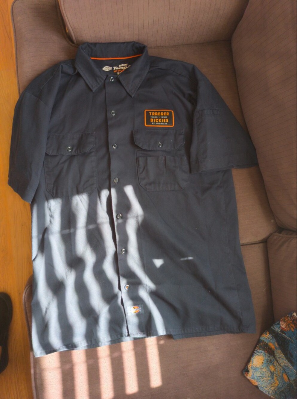 Dickies X Traegar Grills.  Dark Navy Short-Sleeve Work Shirt with Chest Pockets
